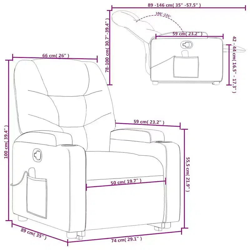 Fauteuil inclinable de massage XL sur pied gris clair