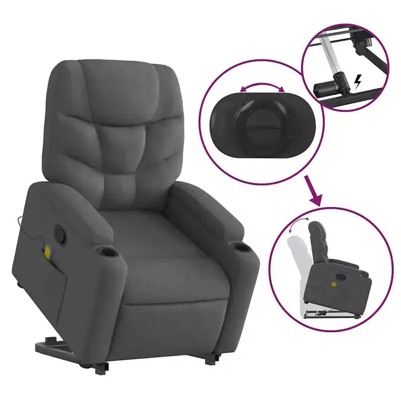 Fauteuil inclinable de massage XL sur pied gris clair