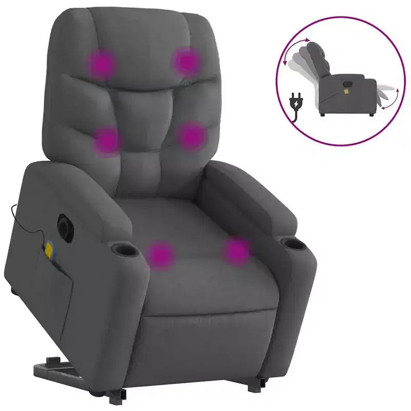 vidaXL Stand Up Massage Recliner Chair Light grey