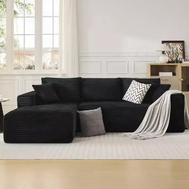 Canapé sectionnel profond en velours côtelé doux – Canapé modulaire en forme de L de 274 cm pour salon, appartement ou bureau – Moderne, aucun assemblage requis