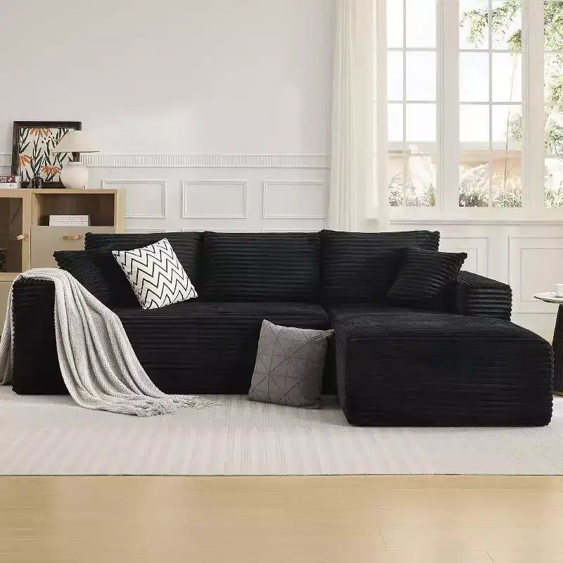 Canapé sectionnel profond en velours côtelé doux – Canapé modulaire en forme de L de 274 cm pour salon, appartement ou bureau – Moderne, aucun assemblage requis
