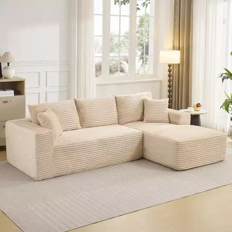 Canapé sectionnel profond en velours côtelé doux – Canapé modulaire en forme de L de 274 cm pour salon, appartement ou bureau – Moderne, aucun assemblage requis