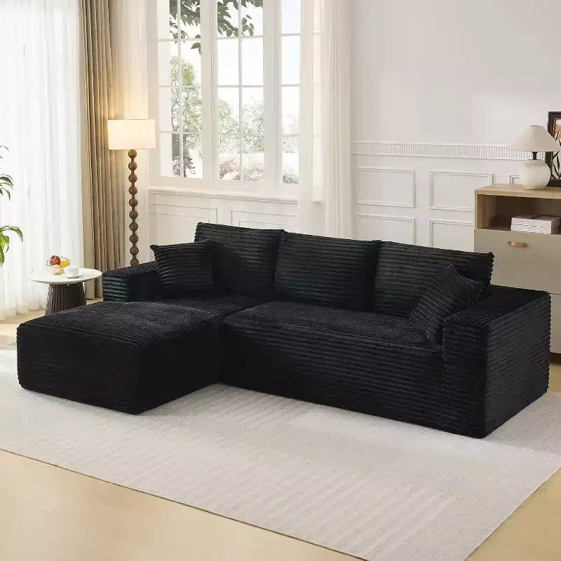 Canapé sectionnel profond en velours côtelé doux – Canapé modulaire en forme de L de 274 cm pour salon, appartement ou bureau – Moderne, aucun assemblage requis