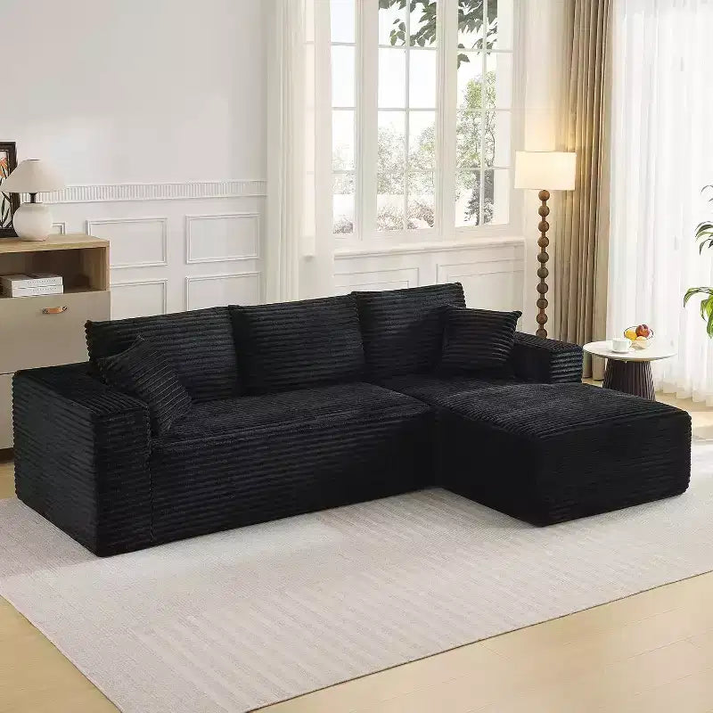 Canapé sectionnel profond en velours côtelé doux – Canapé modulaire en forme de L de 274 cm pour salon, appartement ou bureau – Moderne, aucun assemblage requis