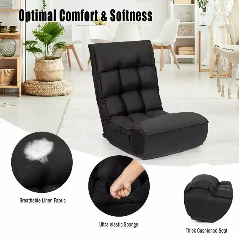 Fauteuil de sol pliant Costway 4 positions avec dossier et appuie-tête réglables
