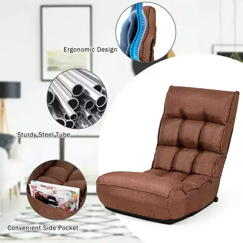 Fauteuil de sol pliant Costway 4 positions avec dossier et appuie-tête réglables