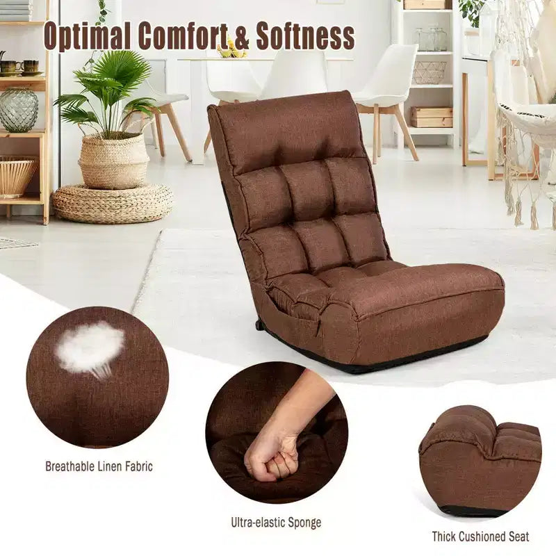 Fauteuil de sol pliant Costway 4 positions avec dossier et appuie-tête réglables