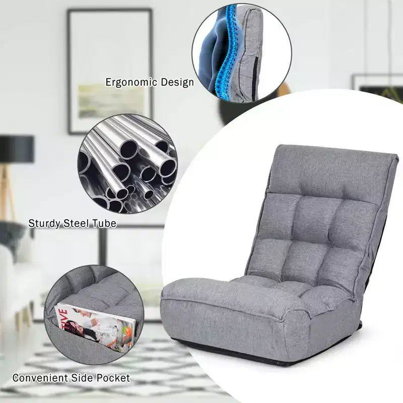 Fauteuil de sol pliant Costway 4 positions avec dossier et appuie-tête réglables