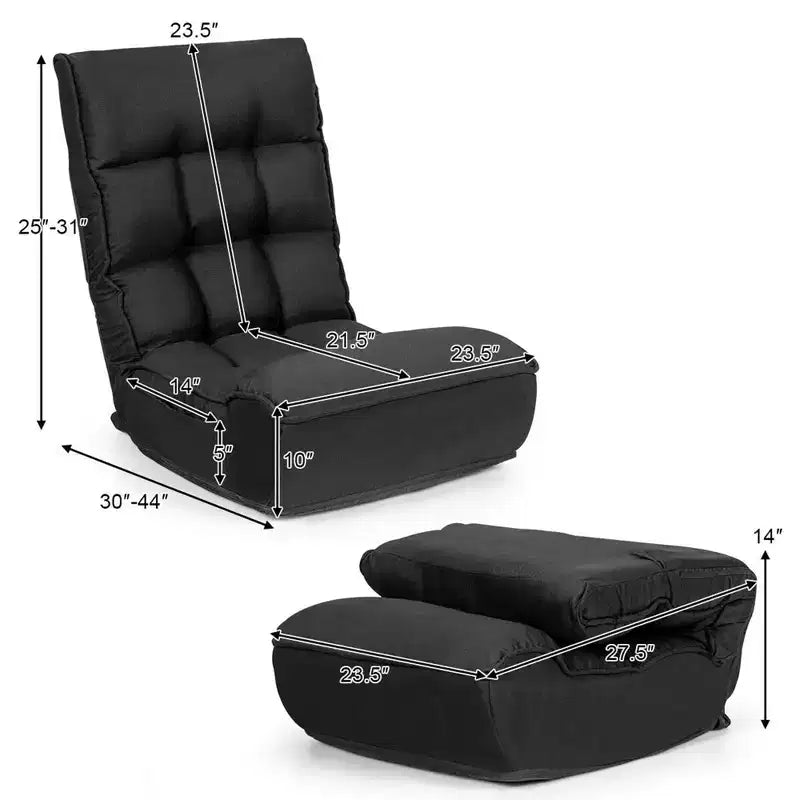 Fauteuil de sol pliant Costway 4 positions avec dossier et appuie-tête réglables