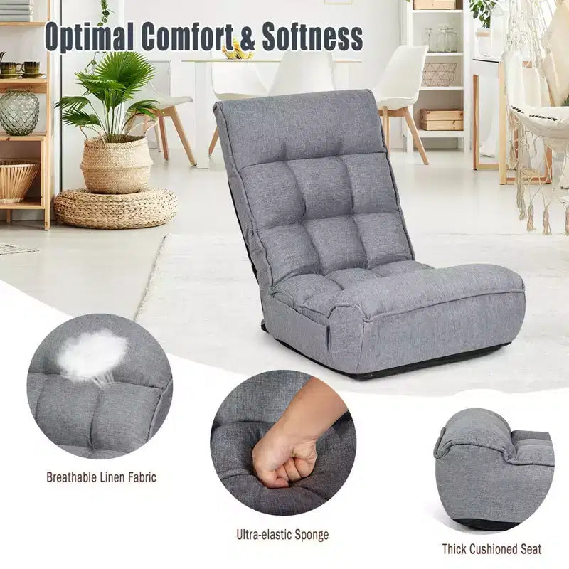 Fauteuil de sol pliant Costway 4 positions avec dossier et appuie-tête réglables