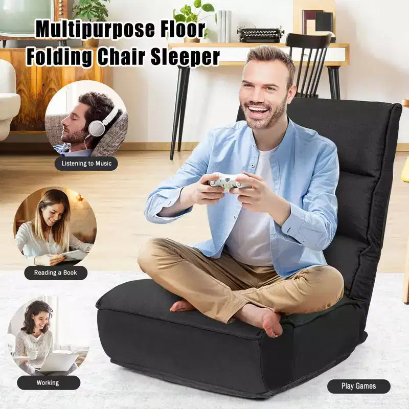 Fauteuil de sol pliant Costway 4 positions avec dossier et appuie-tête réglables