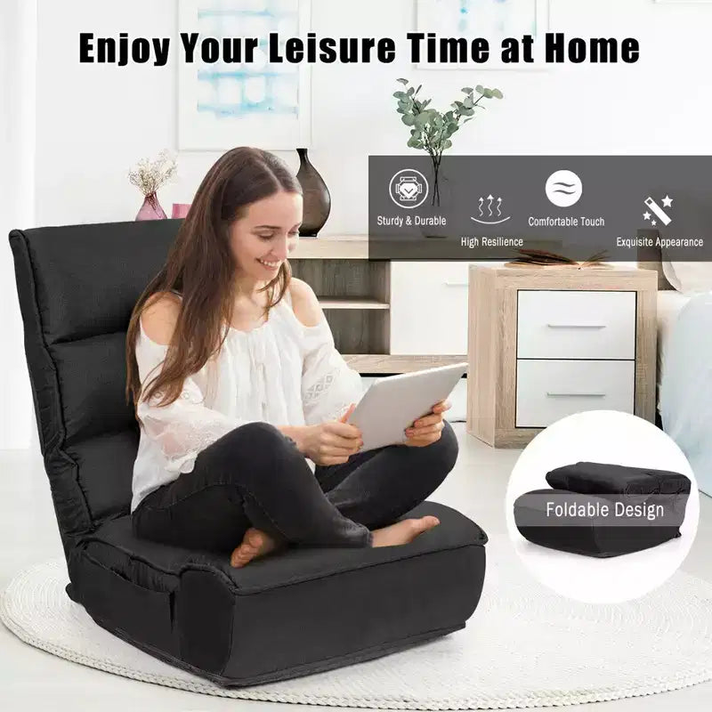 Fauteuil de sol pliant Costway 4 positions avec dossier et appuie-tête réglables