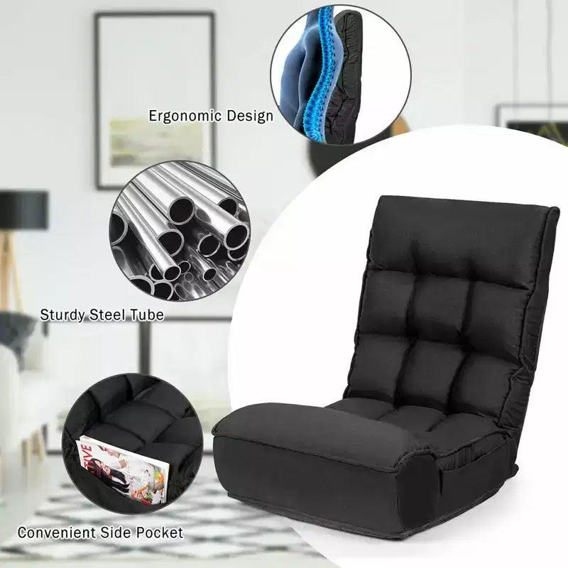 Fauteuil de sol pliant Costway 4 positions avec dossier et appuie-tête réglables