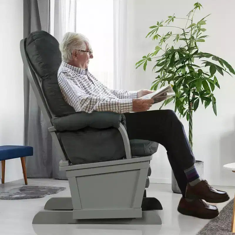 Costway Ensemble Planeur en Bois et Repose-Pieds avec Coussins Fauteuil à Bascule pour Chambre de Bébé