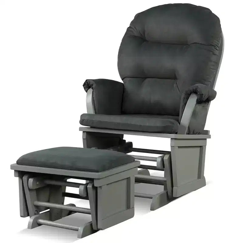 Costway Ensemble Planeur en Bois et Repose-Pieds avec Coussins Fauteuil à Bascule pour Chambre de Bébé