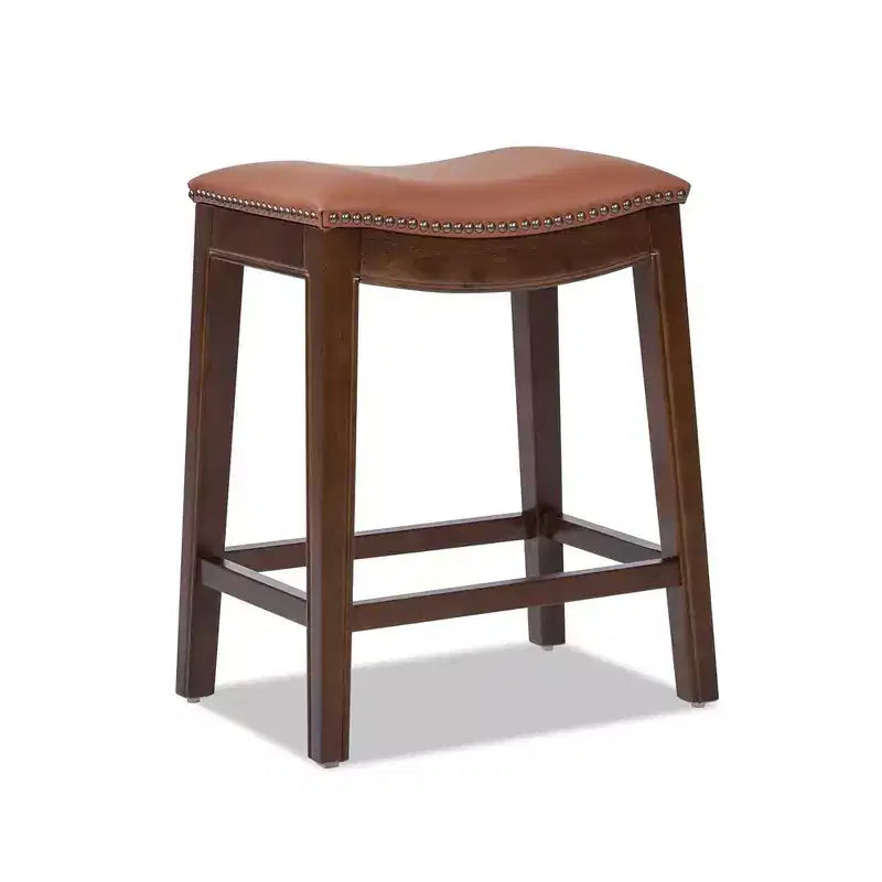 Barlow 24.5 Top Grain Leather Backless Saddle Counter Stool