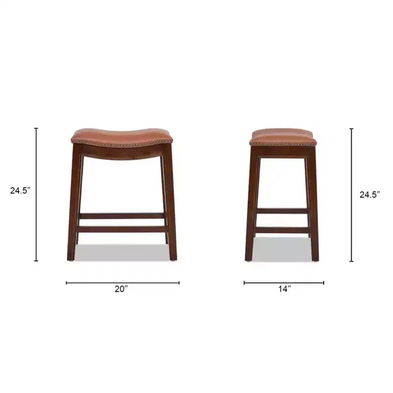 Tabouret de comptoir sans dossier en cuir pleine fleur de 24,5 po