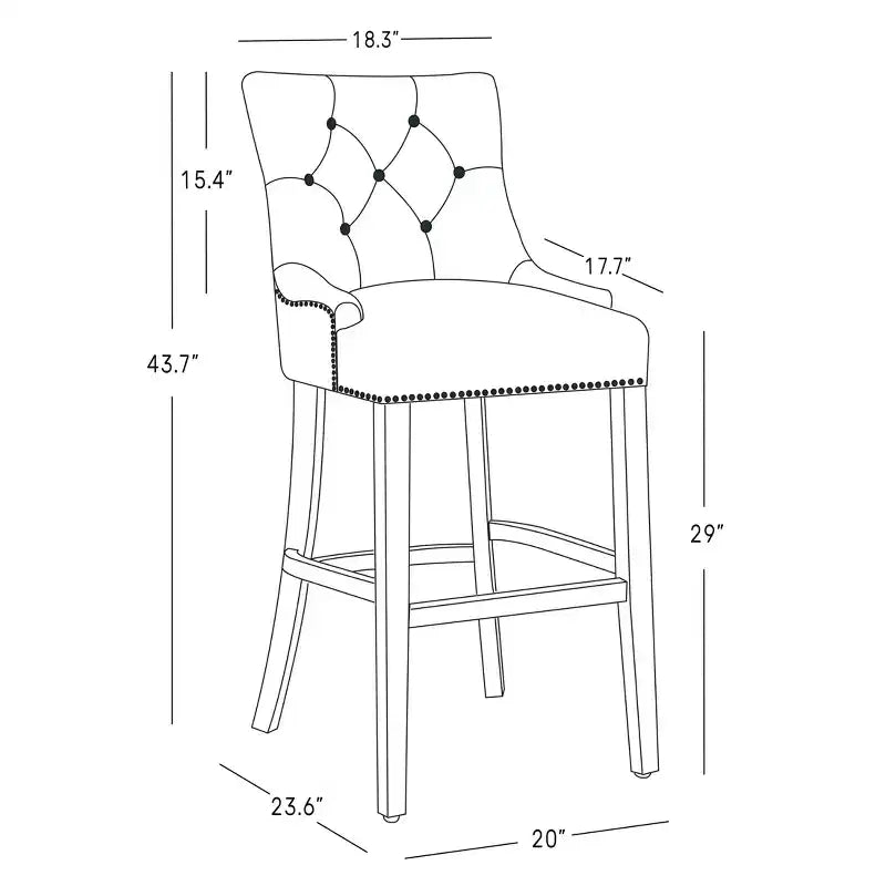 29 tabourets de bar à dossier ailé capitonnés en lin (lot de 2), thé