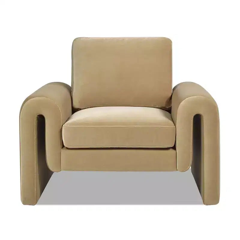 Mason 40 Arched Arm Chair, Camel Brown Beige Performance Velvet