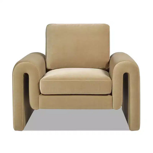 Mason 40 Arched Arm Chair, Camel Brown Beige Performance Velvet