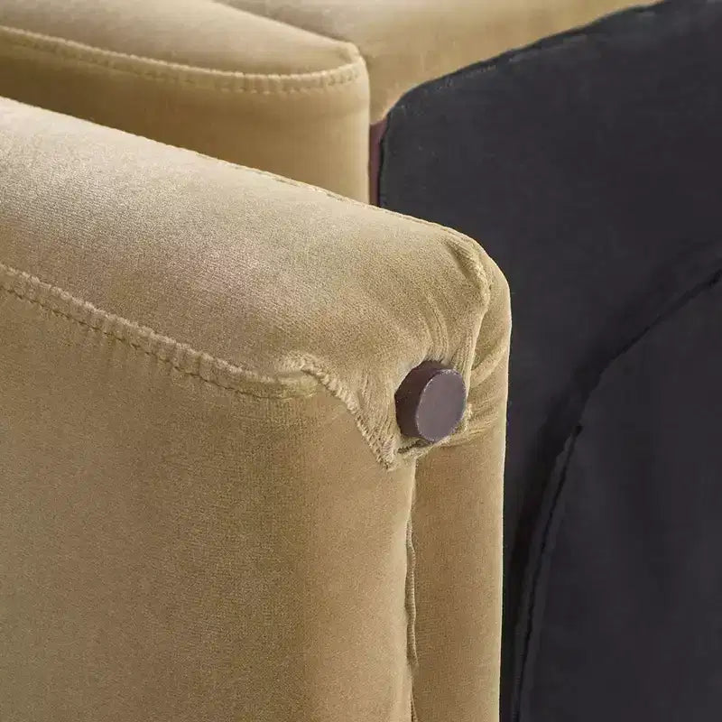 Fauteuil à accoudoirs incurvés 40, velours performant beige-chameau