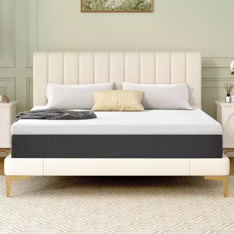 Wuleitex 10-inch cooling gel memory foam mattress, white, medium touch, no glass fiber, certified safety material