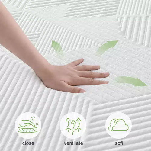 Matelas en mousse à mémoire de forme au gel rafraîchissant de 25 cm, blanc, toucher moyen, sans fibre de verre, matériau certifié sûr