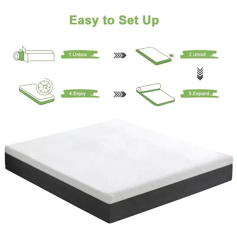 Matelas en mousse à mémoire de forme au gel rafraîchissant de 25 cm, blanc, toucher moyen, sans fibre de verre, matériau certifié sûr