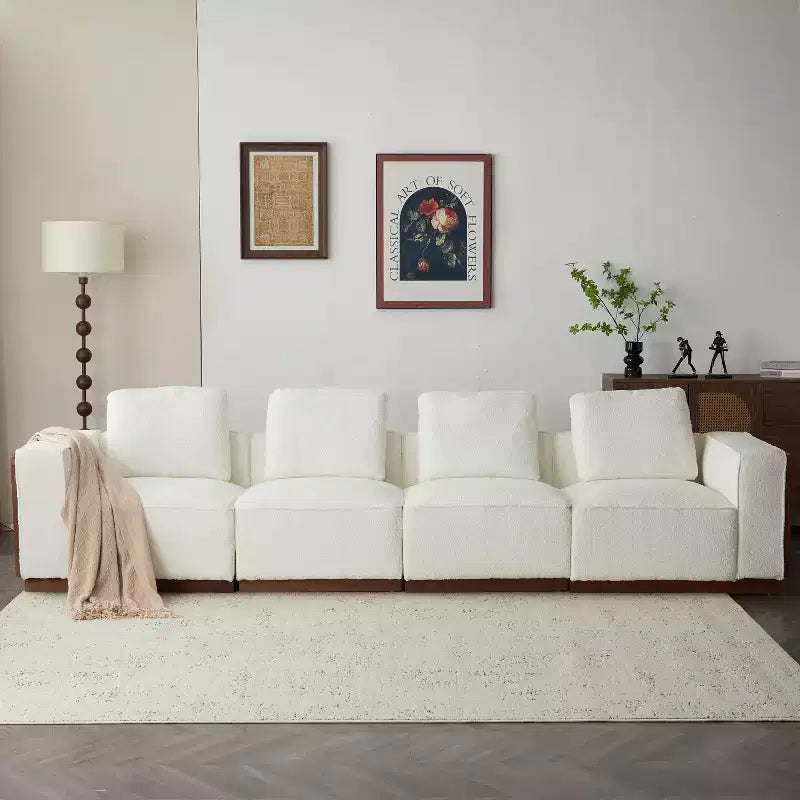 Christopher Knight Home Evelyn Canapé modulaire rembourré 4 places avec oreillers, beige/marron